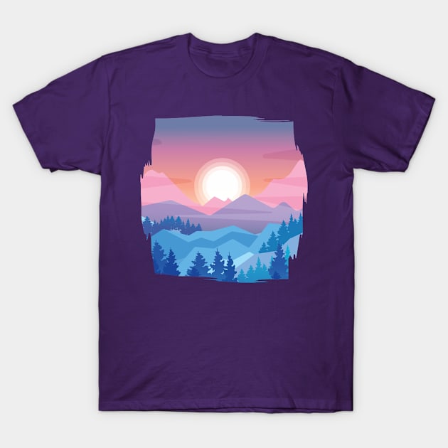 Sunset Landscape T-Shirt by ExelanArt